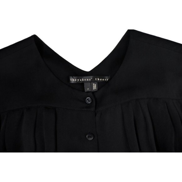 Theyskens' Theory Women's Size Petite Black Dress Silk Satin Long Sleeve Mini - Picture 3 of 11